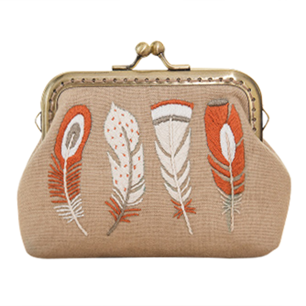 

Feather - Cross Stitch Embroidery - Gold Chain Wallet, 501 Original
