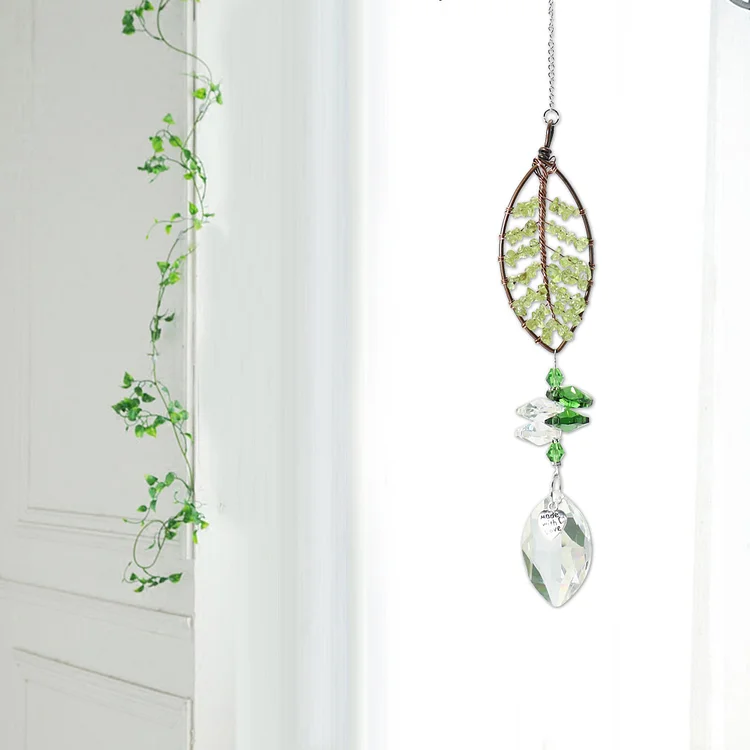 Crystal Heart Life Tree Pendant Hanging Drop Outdoor Garden Decoration (B)