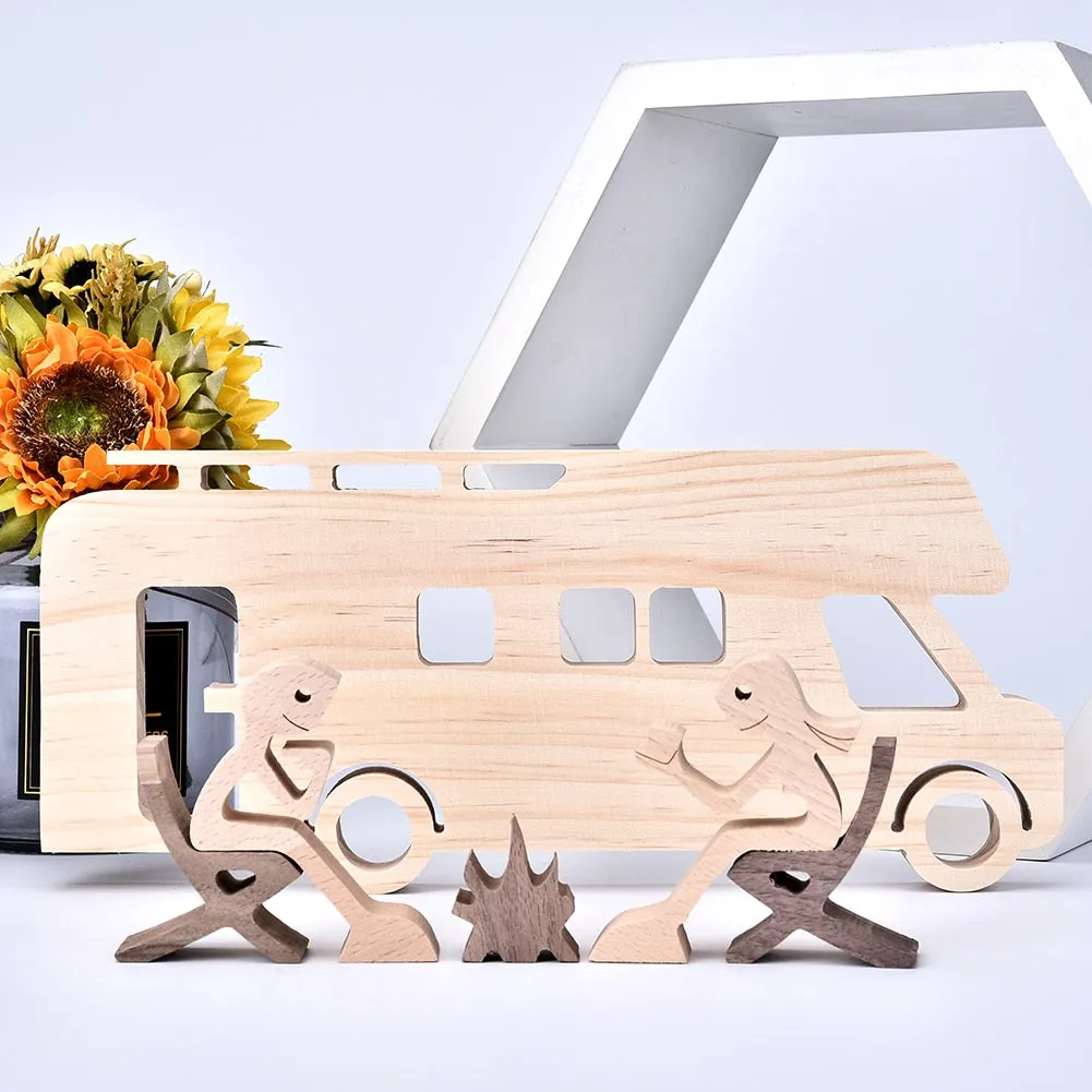 Carving Wooden Ornament Decorations Wood Dog Figurines Home Decor Dog Statue Women Miniature Home Decoration Crafts Office Table