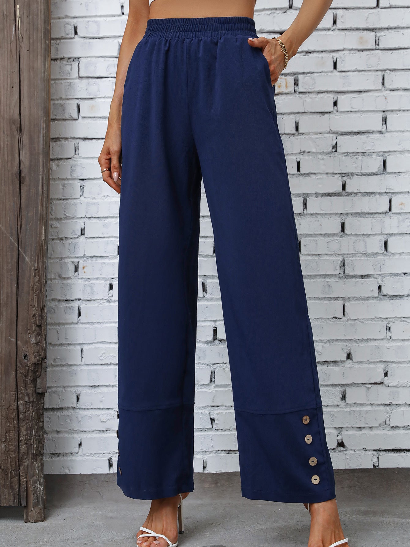 Women Clothing Solid Color Casual Trousers Loose Women Pants