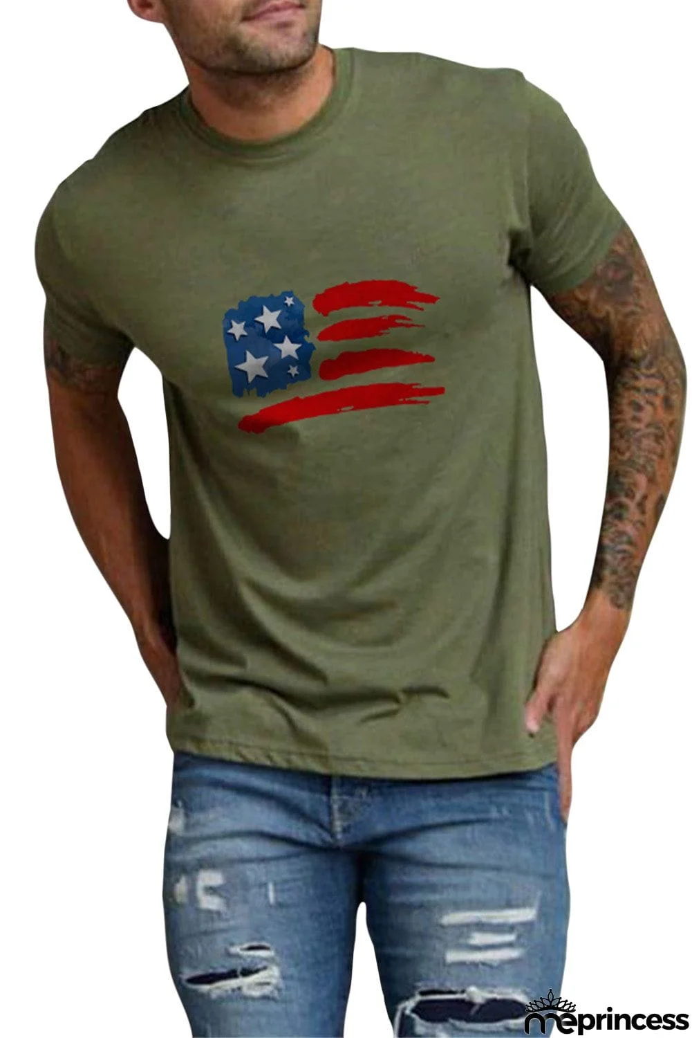 USA Flag Print Men's Tee