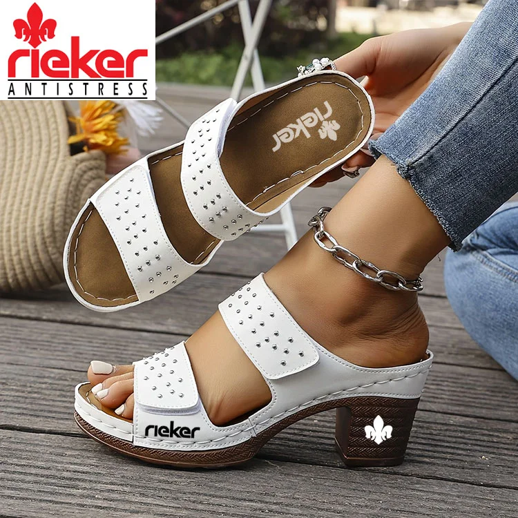 D&aacute;msk&eacute; pohodln&eacute; sand&aacute;ly RIEKER@2025 s tlust&yacute;mi podpatky