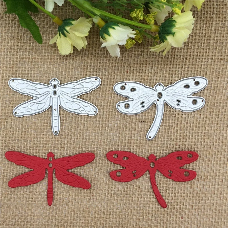 2pcs Dragonfly Metal Cutting Dies Stencils Scrapbooking Animal Embossing Folder DIY Scrapbook Decor Template