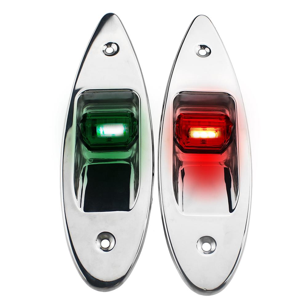 

1 Pair Red+Green Flush Mount Marine Boat RV LED Side Navigation Lights, 501 Original