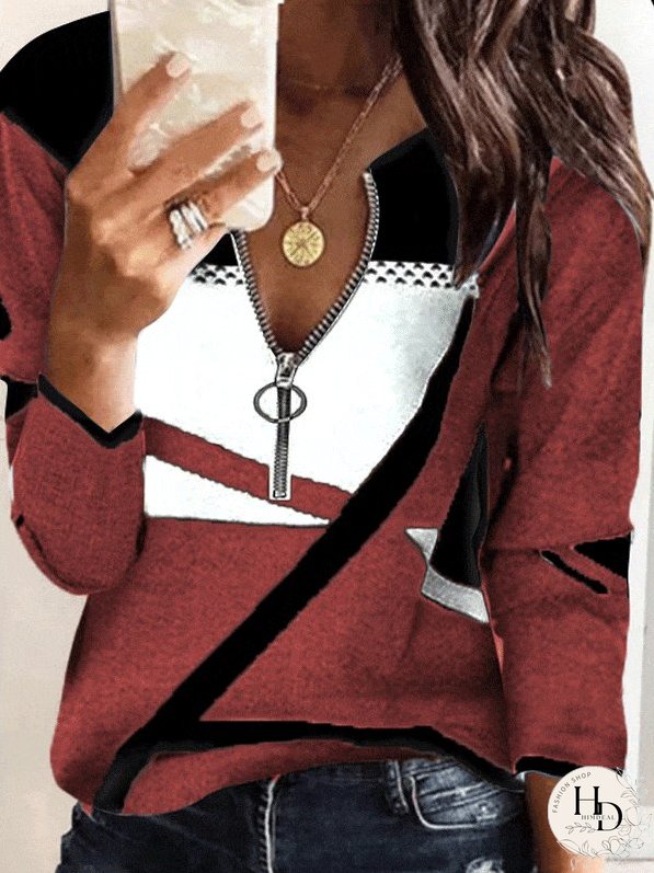 Trendy V-Neck Long Sleeve Top