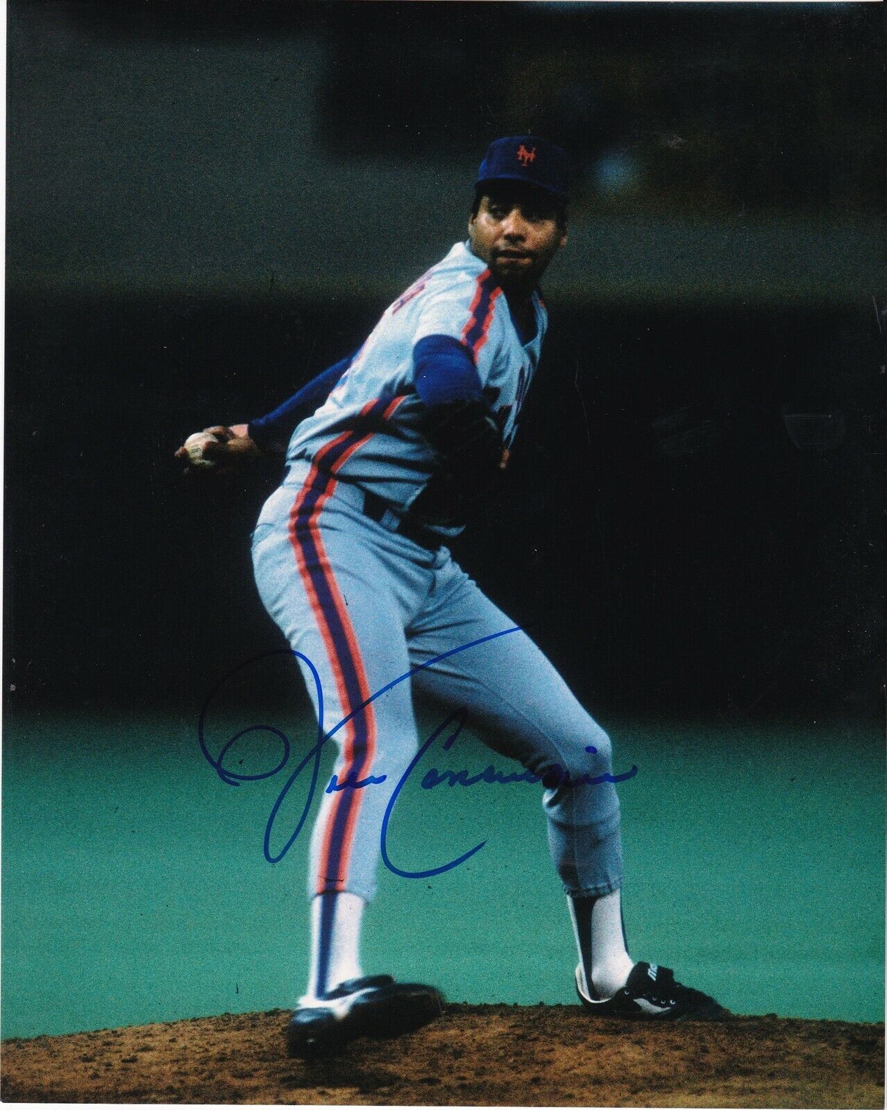 JOHN CANDELARIA NEW YORK METS ACTION SIGNED 8x10