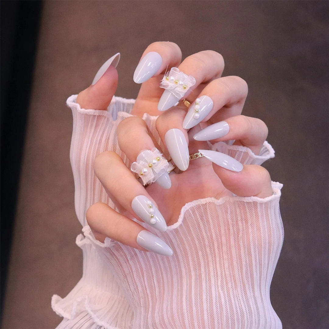 24PCS/box artificial nails with glue Gradients wear long paragraph fashion Manicure patch False nails press on for girls-Nail Inspo