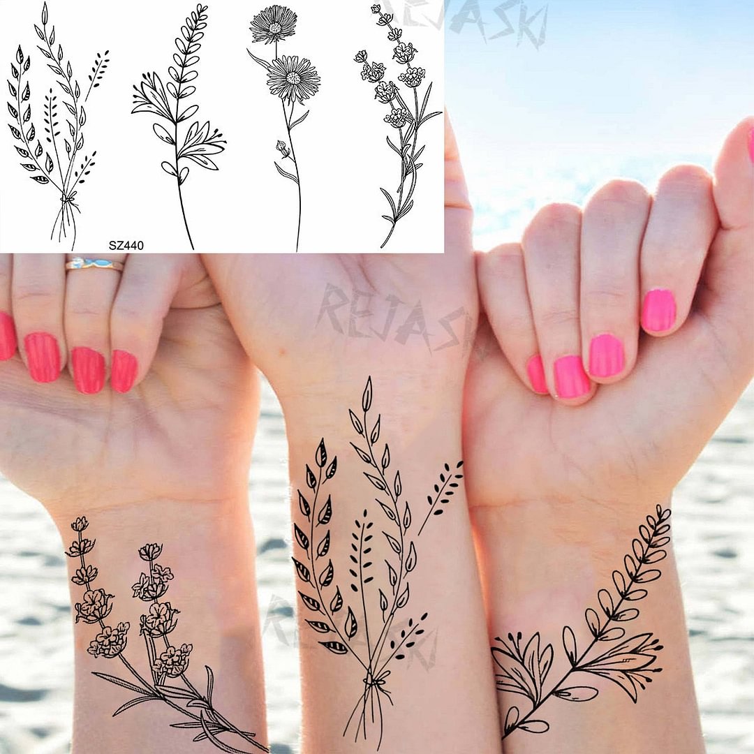 Colored Rose Fashion Feet Temporary Tattoos For Women Adult Hummingbird Sunflower Fake Tattoo Body Art Washable Tatoos Sticker