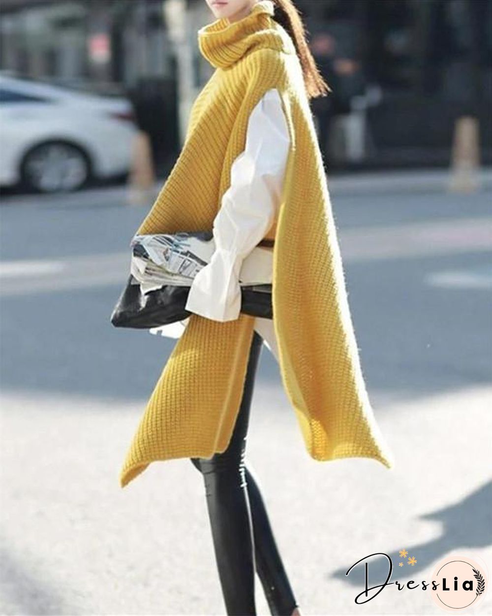 Turtleneck Sweater Knit Pullover Loose Windbreaker