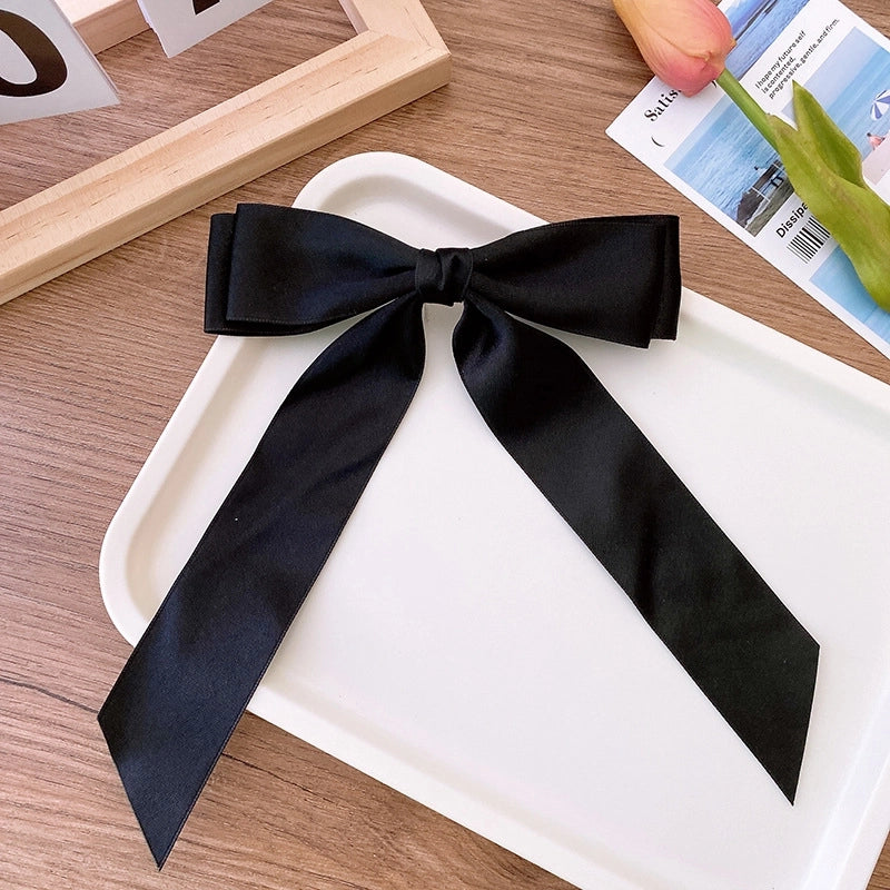 Sweet Ballet Style Satin Double Layer Big Bow Hairpin Spring Clip Streamer Elegant Girls Princess Hairstyle Hair Accessories