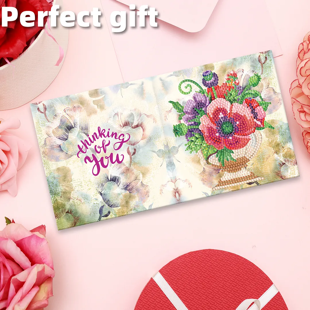 8PCS Garden DIY Diamond Painting Greeting Card Kits with Envelopes Diamond Art Greeting Cards Diamond Art Cards Kits for Adults DIY Crafts Family Friend Gifts