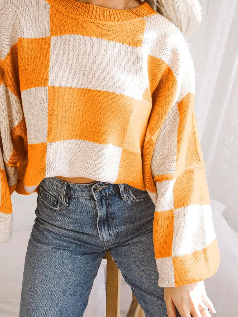 Everyday Checkered Knit Sweater