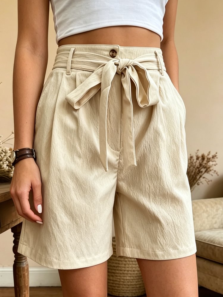 Women's Casual Cotton And Linen Shorts