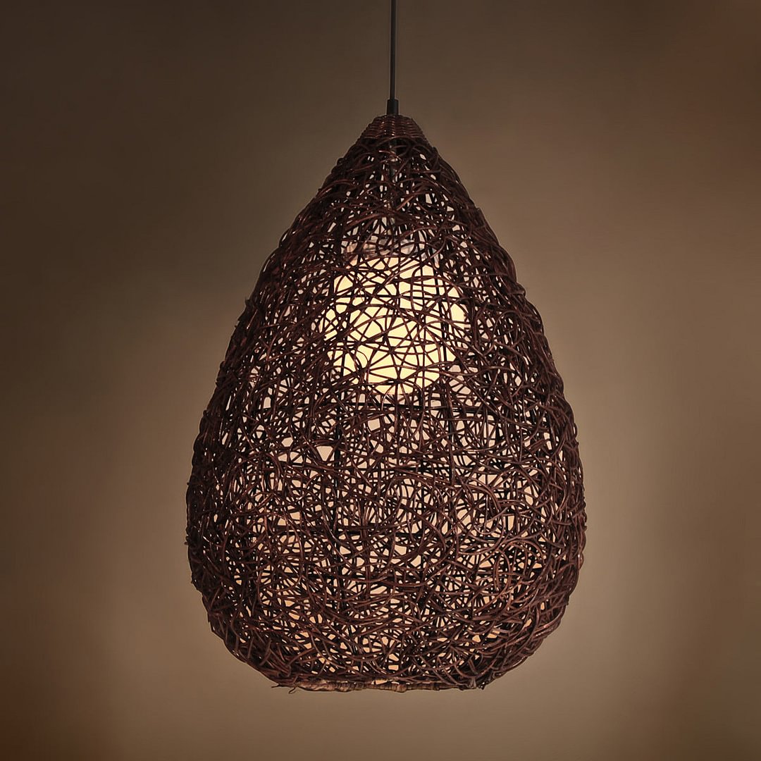 Brown Handmade Rattan Pendant Lampshade Weave Lamp