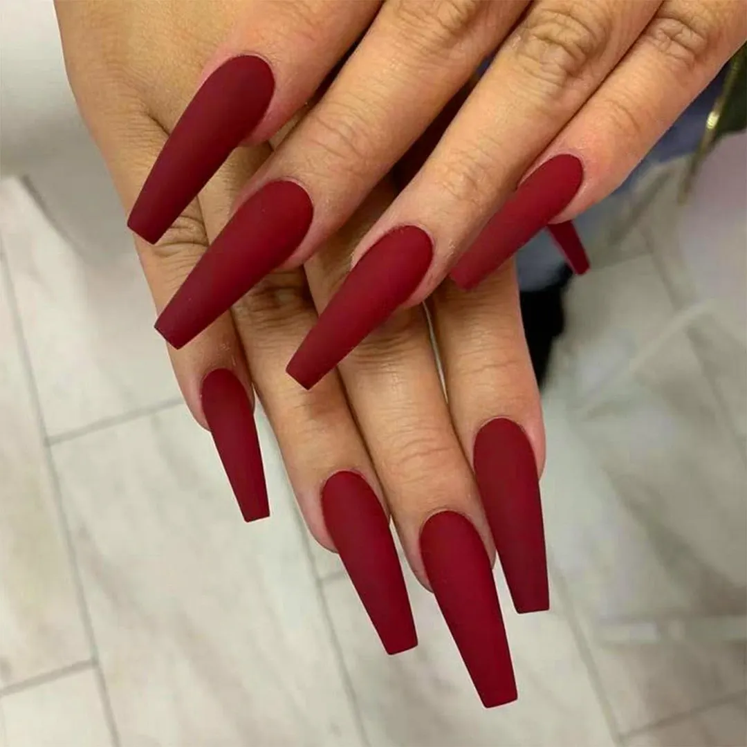 24Pcs Detachable False Nails Long Ballerina Artificial Fake Nails Full Cover Jelly Red Coffin Nail Tips DIY Manicure Tool 515-1-Nail Inspo