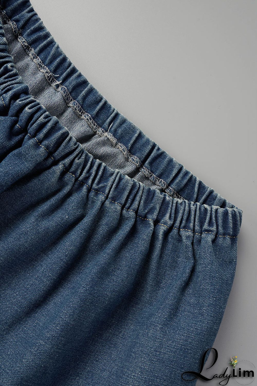Blue Sexy Solid Patchwork Strapless Tops