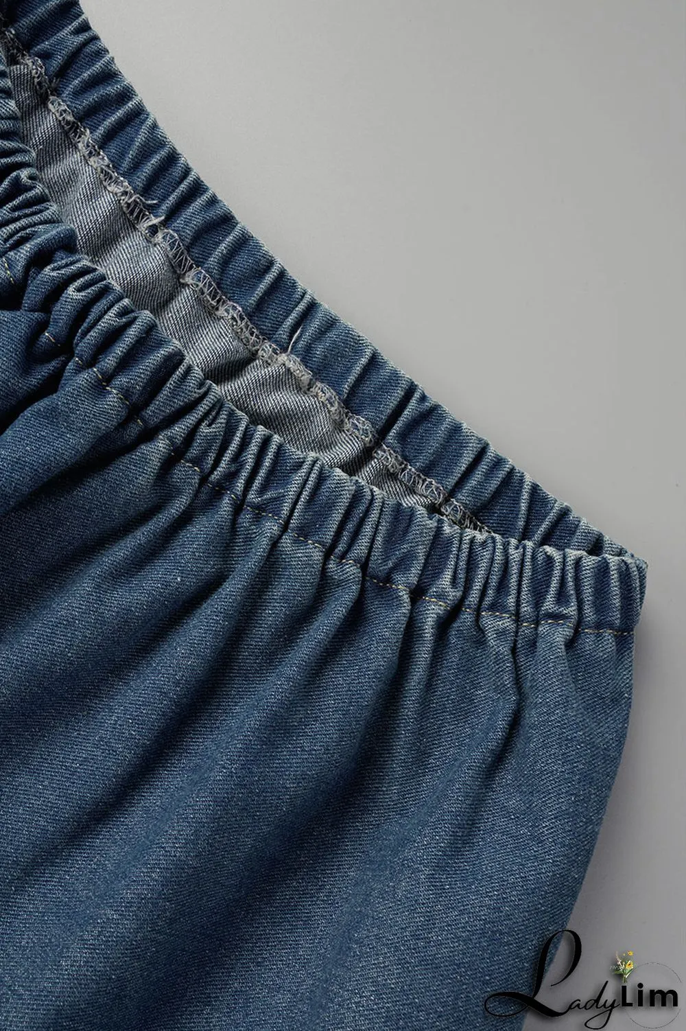 Blue Sexy Solid Patchwork Strapless Tops