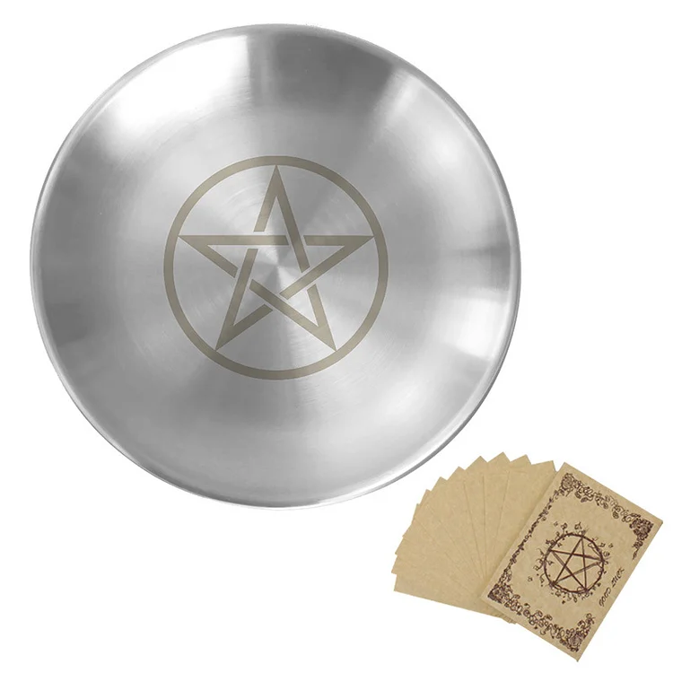  Olivenorma Phase Moon Pentagram Stainless Steel Silver Holy Plate