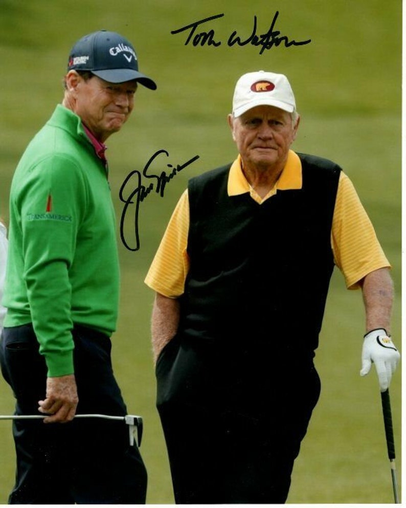 Jack nicklaus and tom watson signed autographed pga golf Photo Poster painting