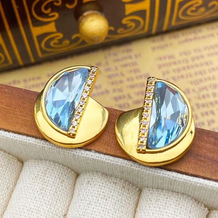 Gold geometric inlaid earrings