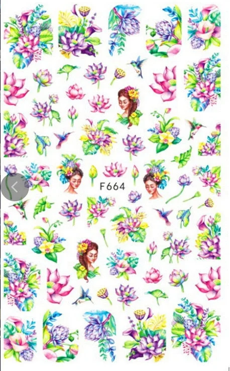 3D Flowers Charms Nail Art Decoration Stickers Geometry Leaf Floral Decorations Nail Design Gel Polish Summer Decals Wraps-Nail Inspo