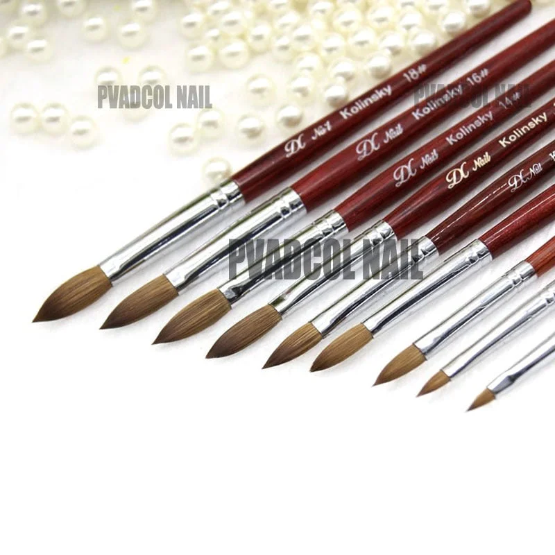 Kolinsky Sable Acrylic Nail Brush for Powder Manicure Flat Wood Handle Gel Builder Brushes Liquid Glitter Drawing Pen Nail Tools-Nail Inspo