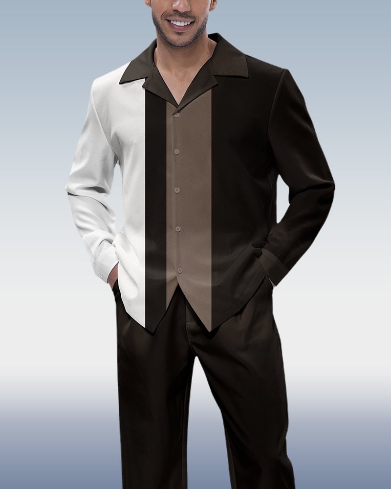 Black elegant long-sleeved walking suit