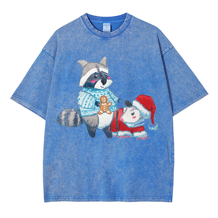 Cute Santa Hat Men's washed T-shirt