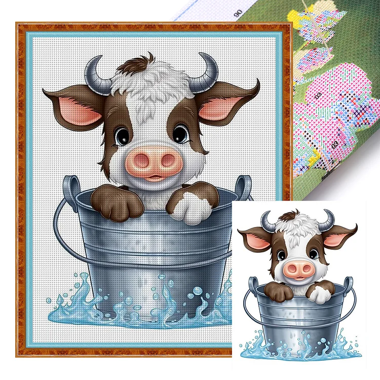 『HuaCan』Cattle in a Bucket - 11CT Stamped Cross Stitch(40*50cm)