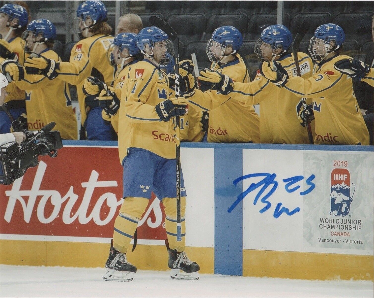 Team Sweden Philip Broberg Signed Autographed 8x10 NHL Photo Poster painting COA #2