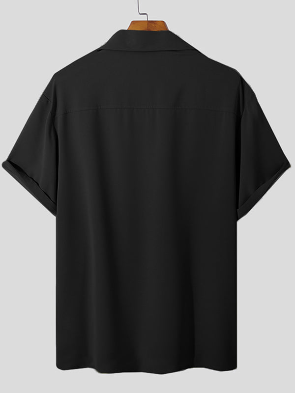 Aonga - Mens Light Breathable Solid Color Revere ShirtJ aonga