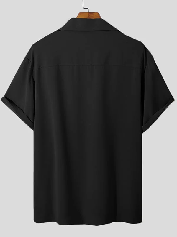 Aonga - Mens Light Breathable Solid Color Revere ShirtJ aonga