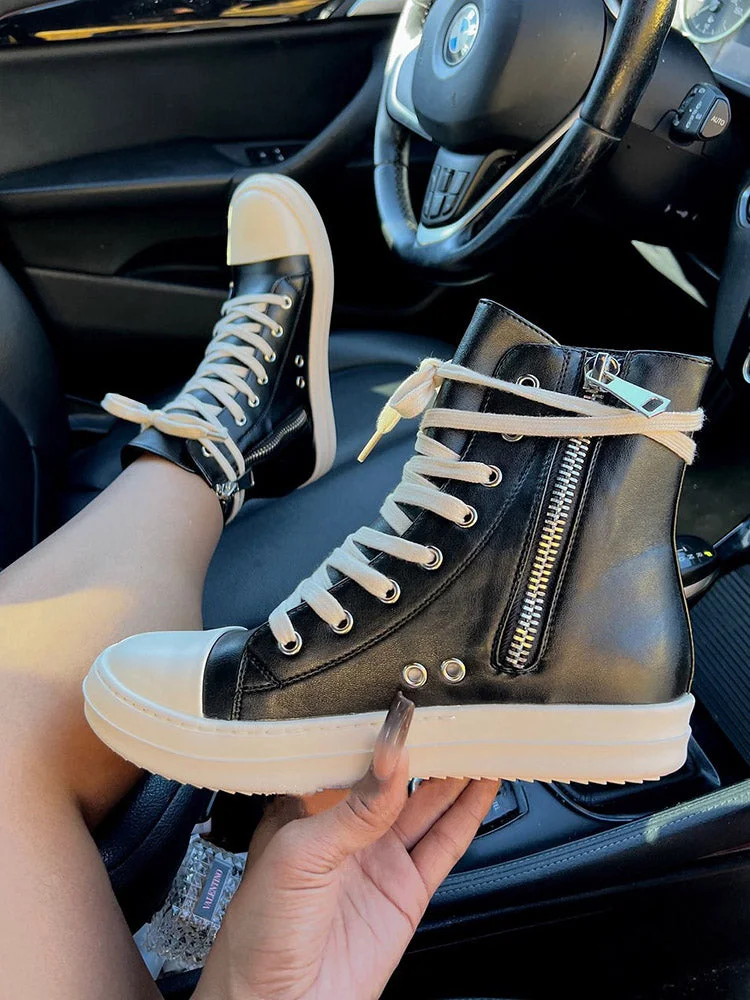 Fashion Zipper High-Top Sneakers