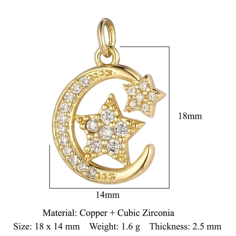 3 Pieces Copper Zircon 18K Gold Plated Sun Rainbow Star