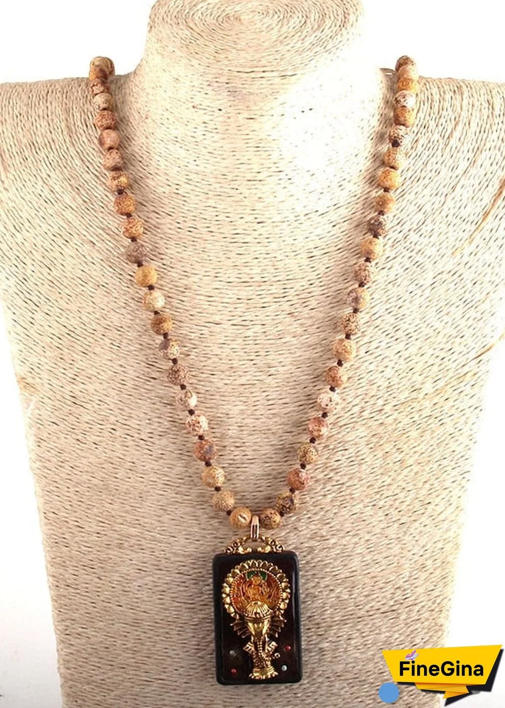 Boho Necklace, RH Precious Lava Stone, Ganesha Buddha