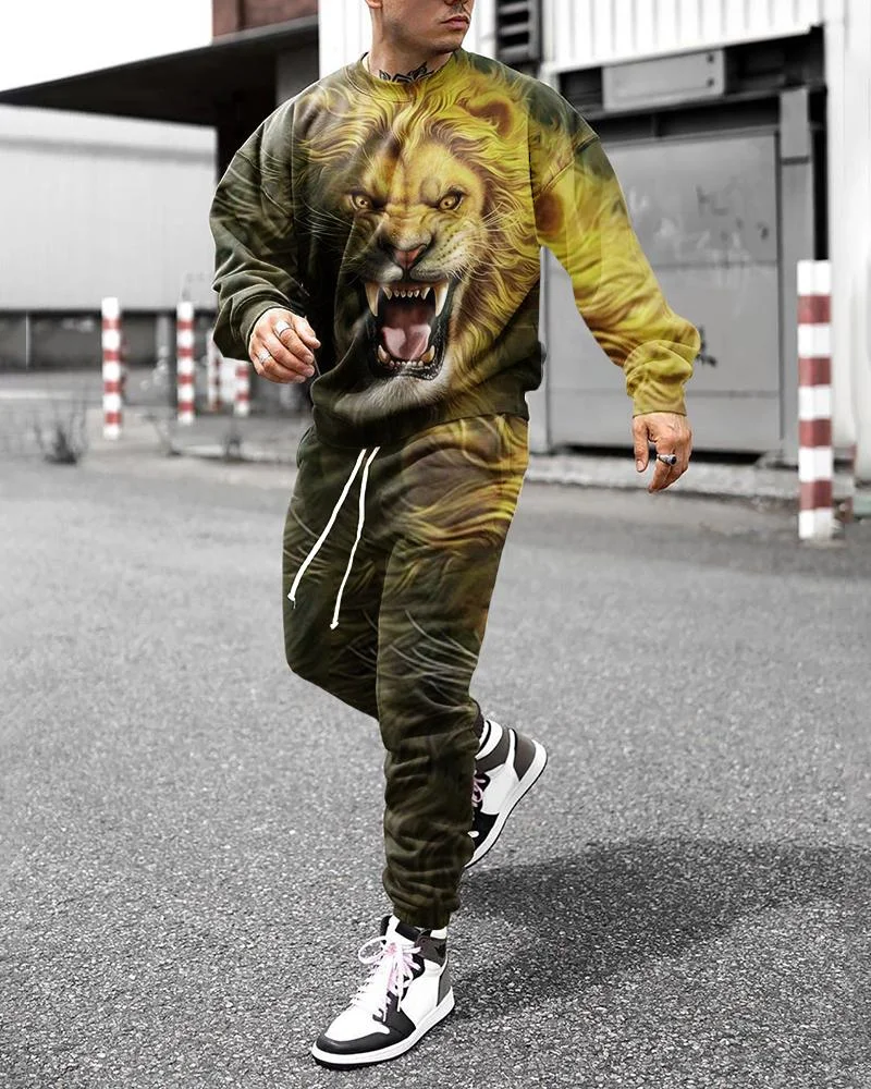 men's tiger print leisure sports Hoodies suits