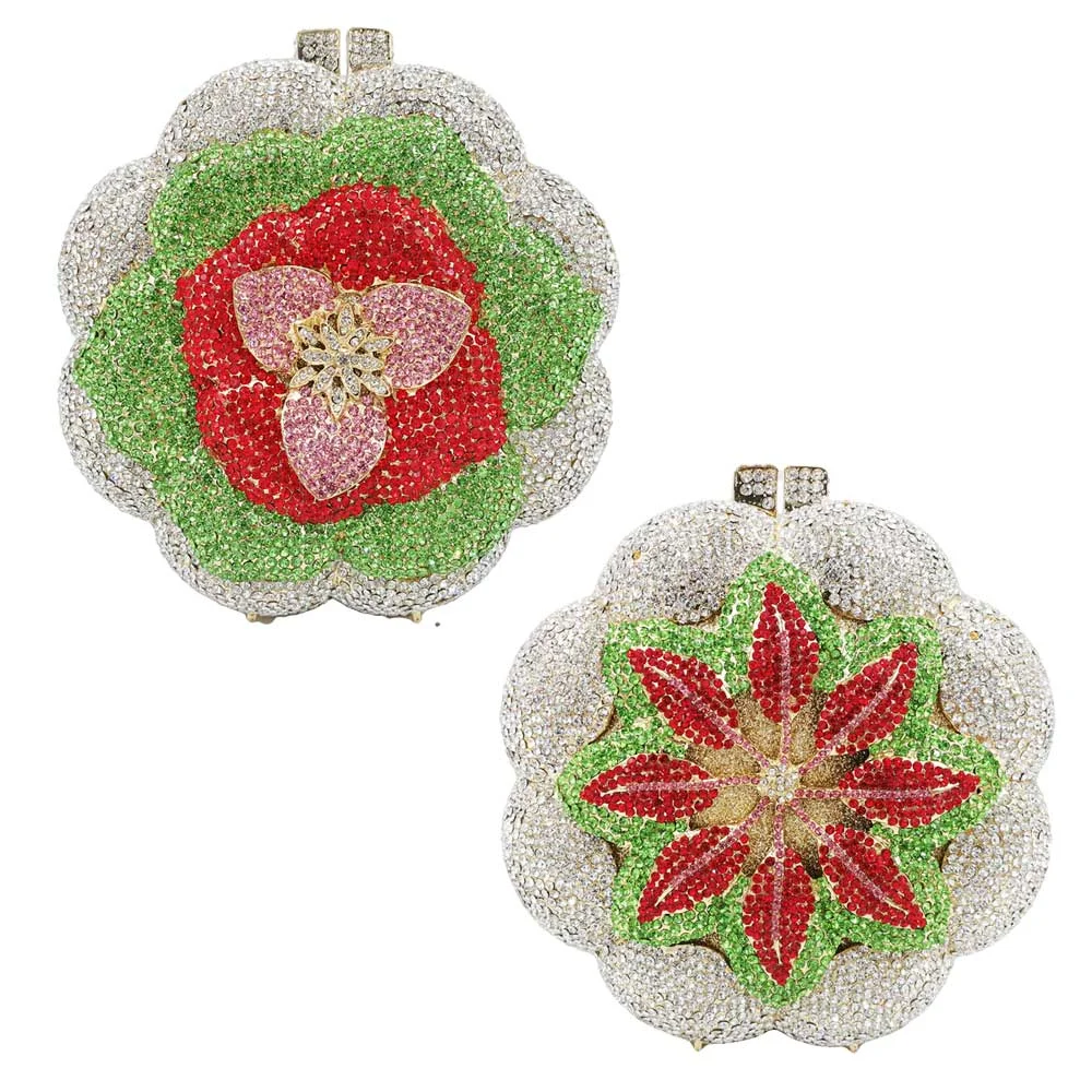 Newest Clutch Bag Pink Crystal Women Wedding Flower Party Purse Bride Chain Clutch Bag Prom Night Evening Bag SC603