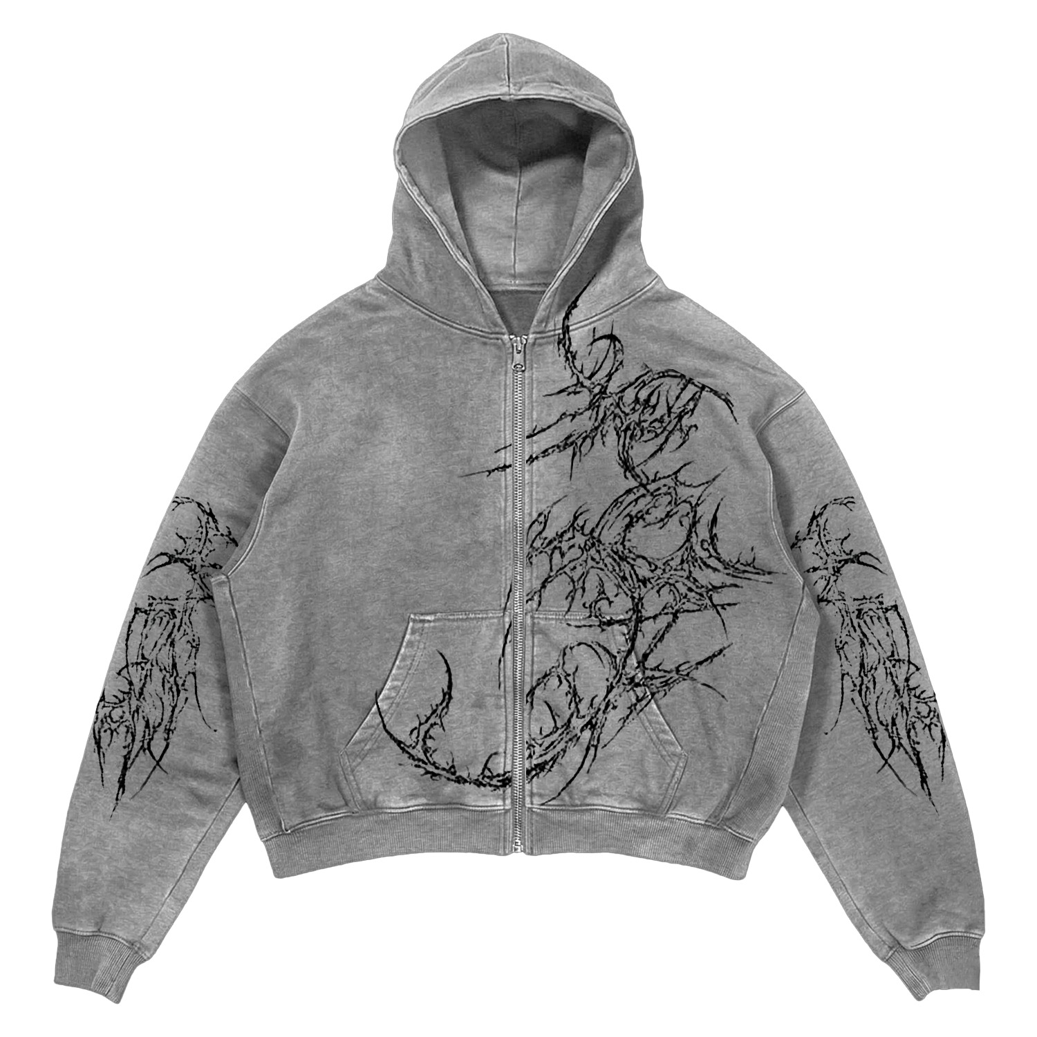 Black Thorn Demon Vine Zip-Up Hoodie