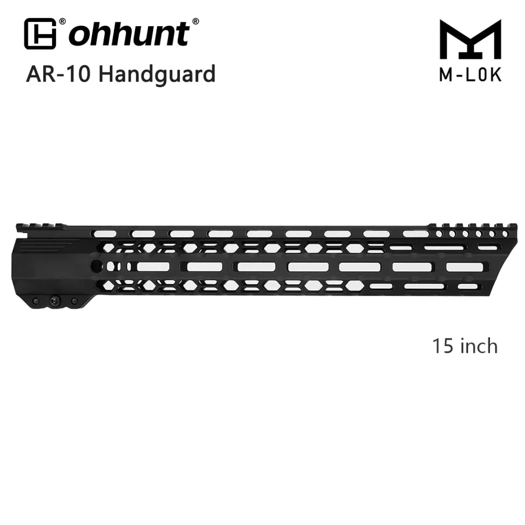 ohhunt® High Profile AR-10 LR308 M-lok Free-Float Handguard with Angle Cut Front 15" 17"
