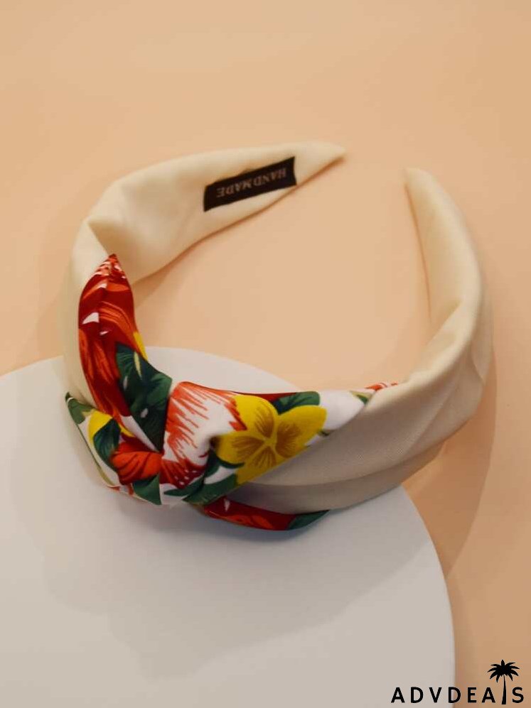 Floral Print Twist Detail Wide Headband