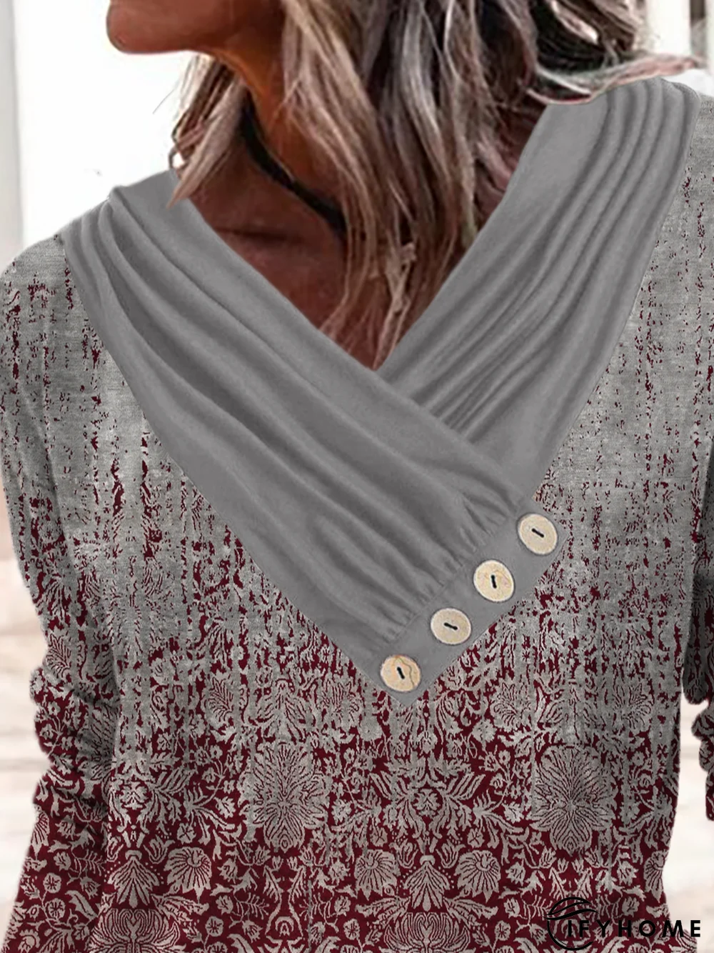 Abstract Printed Long Sleeve Casual Top | IFYHOME