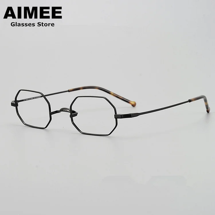 Retro Small Square Pure Titanium Ultralight Glasses Frame Japanese Polygon Style Men Women Prescription Eyeglasses Optical Gafas