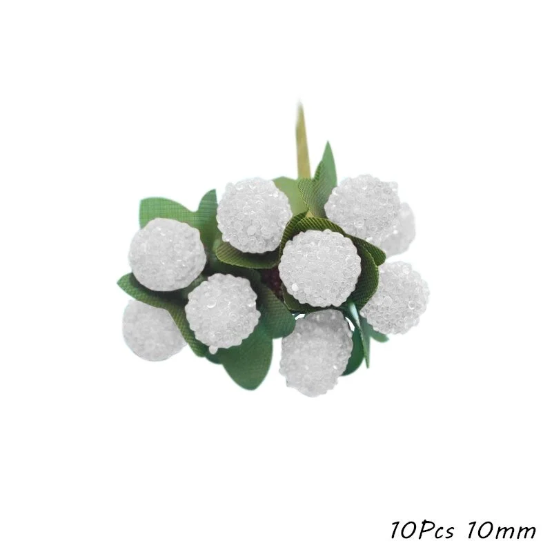 White Theme Artificial Flower Cherry Stamen Berries Bundle DIY Christmas Decoration Wedding Cake Gift Box Wreaths Xmas Decor
