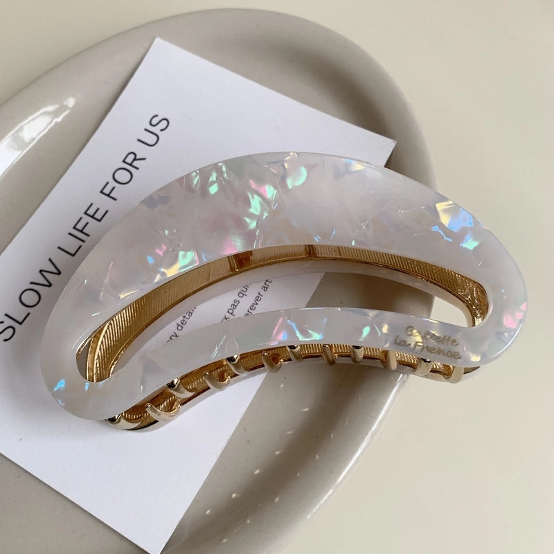 Elegant Minimalist Women’s Color Block Moon Acetic Acid Sheets Hair Claws