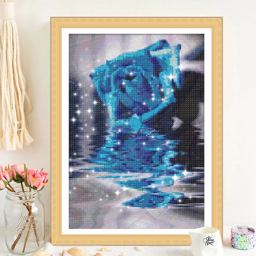 9CT Full Stamped Cross Stitch Bead Embroidery- Rose(Canvas|30*42CM)