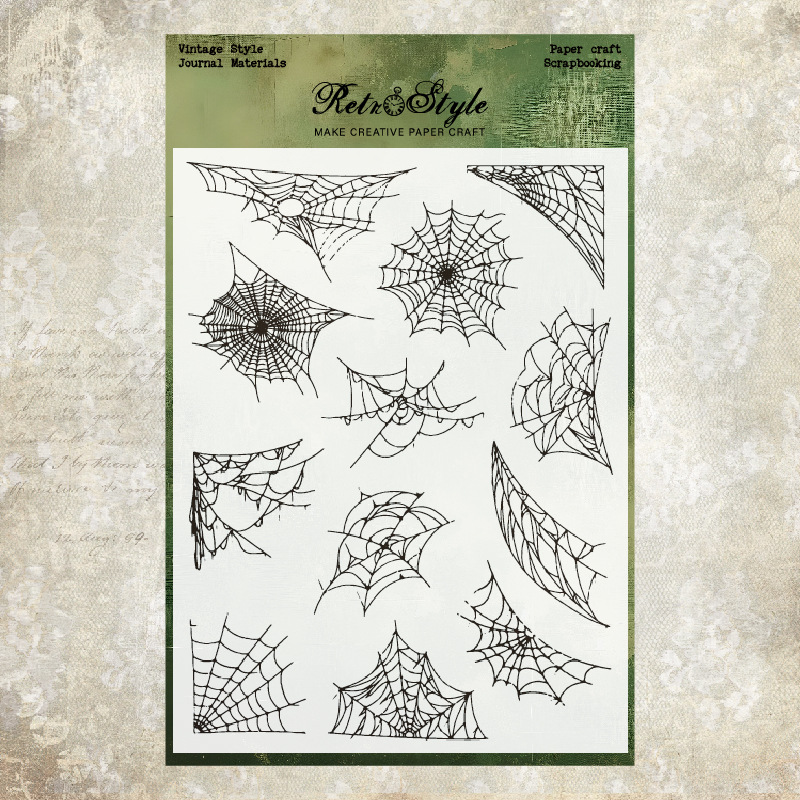 Silicone Stamp - Vintage Dark Spider Web Snowflake Elk Transparent 