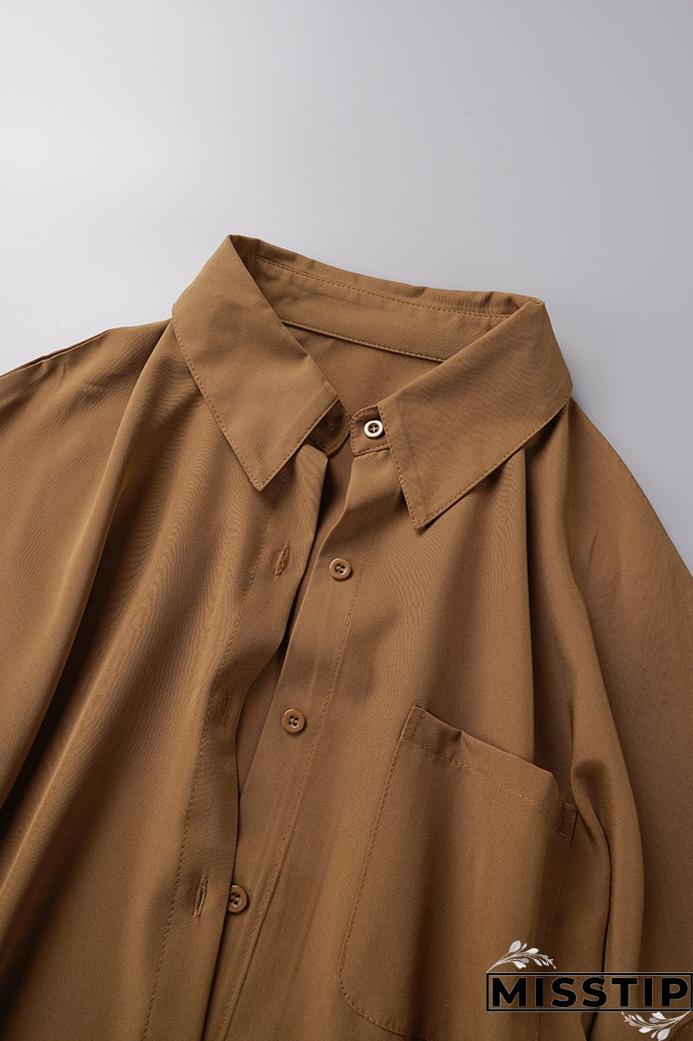 Pink Casual Solid Patchwork Shirt Collar Tops