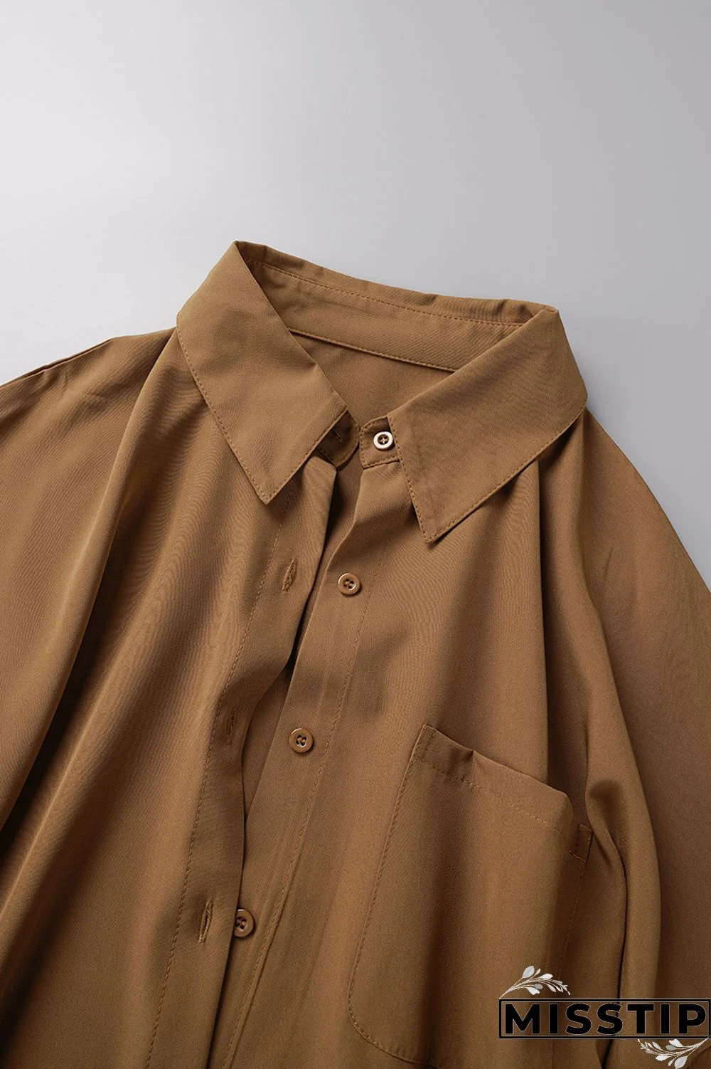 Pink Casual Solid Patchwork Shirt Collar Tops