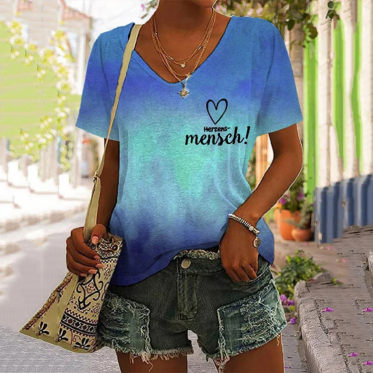 Comstylish Women's Inspirational Quotes Mensch Print T-Shirt