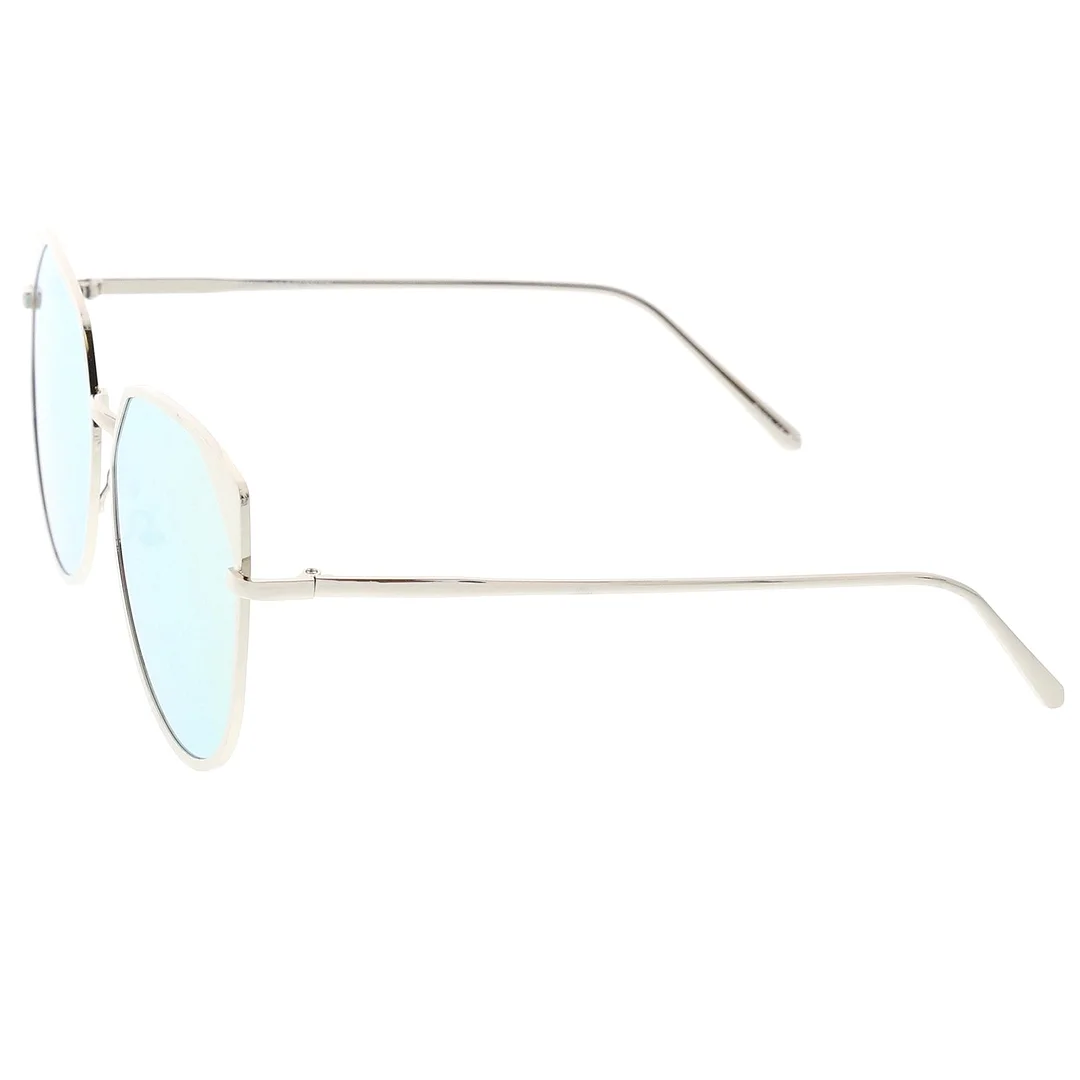 Women's Oversize Cat Eye glasses With Pink Colored Mirror Flat Lens 59mm